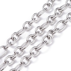 304 Stainless Steel Oval Link Chains, Unwelded, with Spool, Stainless Steel Color, 21x13x3mm, 15x12.5x3mm, about 16.40 Feet(5m)/Roll(CHS-C002-01P)