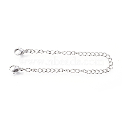 Tarnish Resistant 304 Stainless Steel Chain Extender, with Curb Chains and Lobster Claw Clasps, Stainless Steel Color, 150x6.5mm, Ring: 4x3x0.6mm, Clasp: 10.5x6.5x3.5mm(STAS-H349-A-01P)