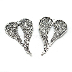 Tibetan Style Alloy Big Pendants, Cadmium Free & Lead Free, Wing, Antique Silver, 68.5x47x5mm, Hole: 3mm(TIBEP-R346-47AS-RS)