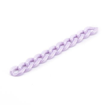 Handmade Opaque Acrylic Curb Chains, Twisted Link Chain, Lilac, 23x16.5x4mm, about 39.37 inch(1m)/strand