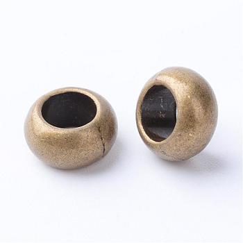 Tibetan Style Alloy Beads, Rondelle, Cadmium Free & Nickel Free & Lead Free, Antique Bronze, 9.5~10x5.5mm, Hole: 5.5mm, about 800pcs/1000g