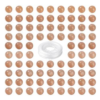 100Pcs 8mm Grade AAA Natural Gemstone Sunstone Round Beads, with 10m Elastic Crystal Thread, for DIY Stretch Bracelets Making Kits, 8mm, Hole: 1mm