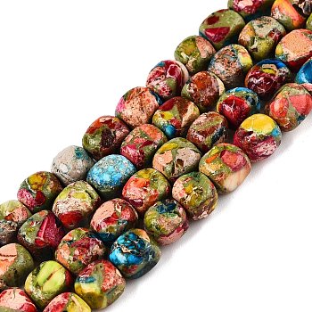 Natural Imperial Jasper Beads Strands, Dyed, Cuboid, Colorful, 6.5~7.5x5~6x5~6mm, Hole: 0.8mm, about 53~60pcs/strand, 15.55~15.87 inch(39.5~40.3cm)