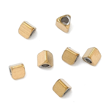 304 Stainless Steel Beads, Triangle, Ion Plating(IP), Real 18K Gold Plated, 2.5x3x2.5mm, Hole: 1.2mm