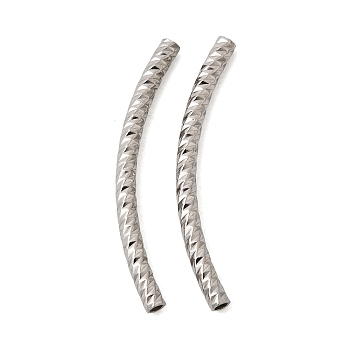 304 Stainless Steel Tube Beads, Curved Tube, Stainless Steel Color, 40x3mm, Hole: 1.8mm