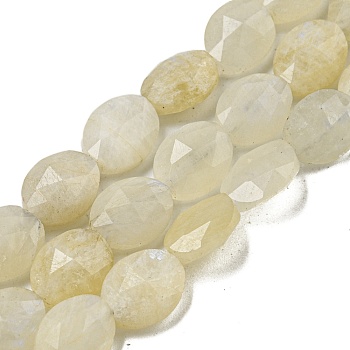 Natural Rainbow Moonstone Beads Strands, Faceted, Flat Oval, 10x8x5mm, Hole: 1mm, about 38pcs/strand, 15.04''(38.2cm)