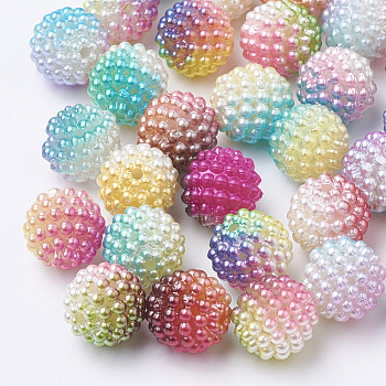 Imitation Pearl Acrylic Beads, Berry Beads, Combined Beads, Round, Mixed Color, 12mm, Hole: 1mm, about 200pcs/bag
