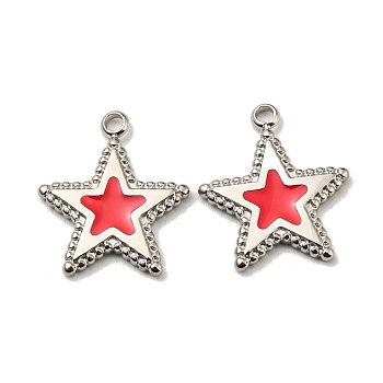 304 Stainless Steel Charms, with Enamel, Star Charms, Stainless Steel Color, 14x12.5x1mm, Hole: 1.4mm