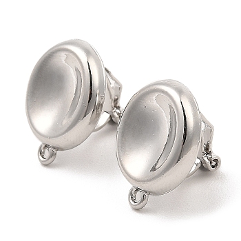 Alloy Clip-on Earring Findings, with Horizontal Loops, for Non-pierced Ears, Flat Round, Platinum, 18.5x15x13mm, Hole: 1.2mm