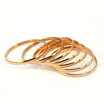 201 Stainless Steel Bangle Sets, Golden, 68mm, 5.2mm, about 7pcs/set
