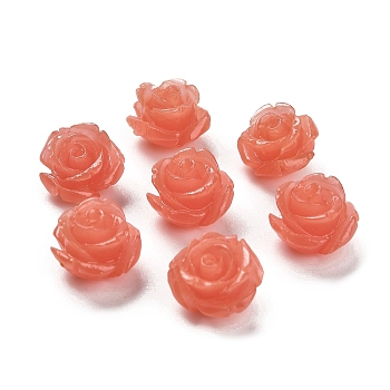 Synthetic Coral Carved Beads, Dyed, Flower, Dark Salmon, 11.5x11.5x8.5mm, Hole: 1.2mm