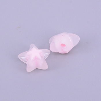 Transparent Acrylic Beads, Frosted, DIY Accessories, Clear, Star, Lavender Blush, 16x16.5x9.5mm, Hole: 2.5mm