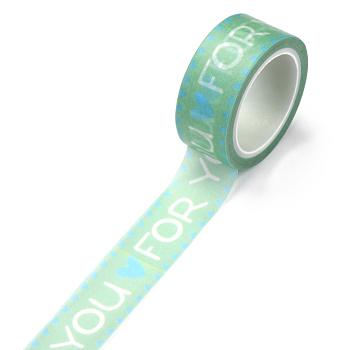 DIY Scrapbook Decorative Paper Tapes, Adhesive Tapes, with For Your, Medium Aquamarine, 15mm, 5m/roll(5.46yards/roll)
