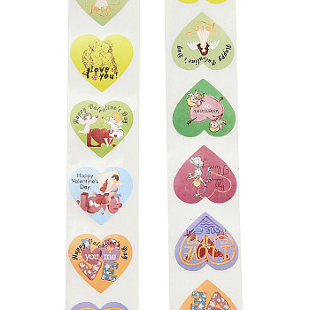 Valentine's Day Theme Heart Paper Picture Stickers, for Card-Making, Scrapbooking, Diary, Planner, Cup, Mobile Phone Shell, Notebooks, Mixed Color, 25x23mm