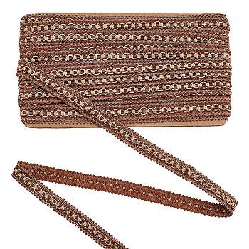 Polyester Centipede Braided Wavy Ribbon, Jacquard Ribbon, Tyrolean Ribbon, Garment Accessories, Sienna, 3/4 inch(20mm), about 13.12 Yards(12m)/pc