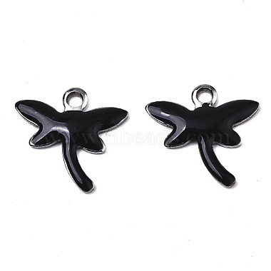 Black Dragonfly Stainless Steel+Enamel Charms