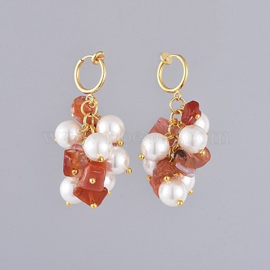 Natural Red Agate/Carnelian Chip Clip-on Earrings(X-EJEW-JE03834-02)-2