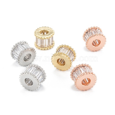 Clear Rondelle Brass+Cubic Zirconia Beads