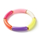 Bracelet extensible en perles de tube incurvées acryliques de couleur bonbon pour fille femmes(BJEW-JB07297-03)-1