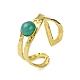 Ion Plating(IP) Round Natural Amazonite Finger Rings(RJEW-H233-01G-02)-2