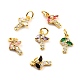 Brass Micro Pave Cubic Zirconia Charms(KK-A156-13G-RS)-1