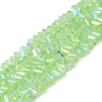 Transparent Glass Beads Strands, Faceted, AB Color, Triangle, Pale Green, 4~4.5x4~4.5x2.5mm, Hole: 0.8mm, about 128~136pcs/strand, 11.10''~12.44''(28.2~31.6cm)(EGLA-P061-04A-AB03)