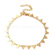 304 Stainless Steel Chain Bracelet for Women, Golden, Triangle, 7-1/2 inch(19cm), Link: 7x6mm(BJEW-I313-03)