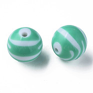 Opaque Striped Acrylic Beads, Round, Aquamarine, 24mm, Hole: 4mm hole: 4mm, about 55pcs/500g.(MACR-S373-27C-11)