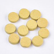 Painted Poplar Wood Cabochons, Flat Round, Gold, 7x2mm(WOOD-T021-25A)