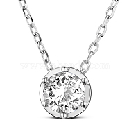TINYSAND Rhodium Plated 925 Sterling Silver Rhinestone Pendant Necklace, Platinum, Crystal, 18.5 inch(TS-N395-ST)