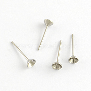 304 Stainless Steel Flat Round Blank Peg Stud Earring Findings, Stainless Steel Color, 13x3mm, pin:1mm, fit for 3mm rhinestone(X-STAS-R055-13)
