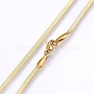 304 Stainless Steel Herringbone Chain Necklaces, with Lobster Claw Clasps, Golden, 17.7 inch(45cm), 2.5x0.4mm(MAK-L015-13G)