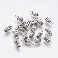 304 Stainless Steel Terminators, Coil Cord Ends, Stainless Steel Color, 8.5x3.5mm, Hole: 2mm, Inner Diameter: 2mm(STAS-P196-12)