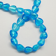 Handmade Silver Foil Glass Beads, Heart, Deep Sky Blue, 15x15x10mm, Hole: 1~2mm(X-FOIL-R050-15x10mm-14)
