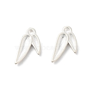 925 Sterling Silver Leaf Charms, Silver, 11x6x1mm, Hole: 1mm(STER-H112-01)