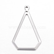 304 Stainless Steel Open Pendants, Teardrop, Stainless Steel Color, 39x23x1mm, Hole: 1.8mm(X-STAS-P051-13)