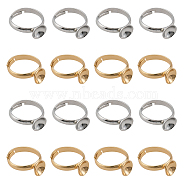 20Pcs 2 Colors Adjustable Brass Rings Findings, Flat Round Pad Ring Base Settings, Platinum & Golden, US Size 4 1/4(15mm), Tray: 7.5mm, 10Pcs/color(DIY-CA0005-56)