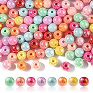 Opaque Acrylic Beads, Round, Mixed Color, 8x7mm, Hole: 2mm(MACR-YW0002-18B)