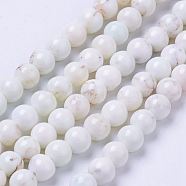 Natural Magnesite Bead Strands, Dyed, Round, Floral White, 6mm, Hole: 1mm, about 68pcs/strand, 15.7 inch(X-G-P286-10-6mm)