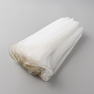 Polyester Pleated Ribbon with Gold Edge, Bouquet Decor, Clothes Accessories, White, 11 inch(280mm), about 4.37 Yards(4m)/pc(OCOR-WH0058-78)