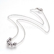 Stainless Steel Pendant Necklaces, with Lobster Claw Clasps, Round, Stainless Steel Color, 16.25 inch(41.3cm), 1.5mm(NJEW-JN02251)