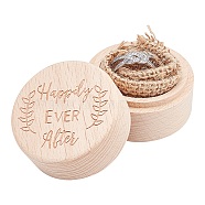 Wooden Ring Boxes, Column with Word Happily Ever After, BurlyWood, 5x4cm(OBOX-GF00001-07B)