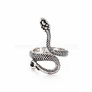 Alloy Cuff Finger Rings, Wide Band Rings, Snake, Antique Silver, US Size 9 3/4(19.5mm)(RJEW-T006-33AS)