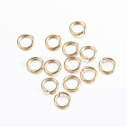 304 Stainless Steel Jump Rings, Open Jump Rings, Real 24K Gold Plated, 21 Gauge, 4.5x0.7mm, Inner Diameter: 3.1mm(X-STAS-H380-09G)