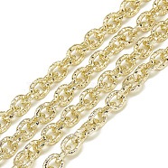 Aluminum Cable Chains, Textured, Unwelded, Oval, Light Gold, 7x6x1.6mm(X-CHA-S001-034)