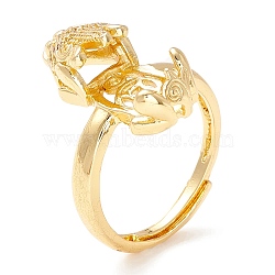 Brass Cubic Zirconia Adjustable Ring Components, Claw Prong Ring Settings, Long-Lasting Plated, Cadmium Free & Lead Free, Chinese Dragon, Golden, Tray: 10x6mm, 3mm, US Size 8 1/4(18.3mm)(KK-K266-09G)