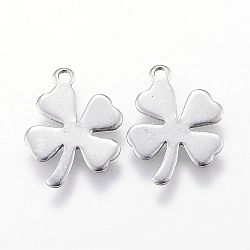201 Stainless Steel Pendants, Clover, Stainless Steel Color, 13.5x10x0.7mm, Hole: 1mm(X-STAS-F088-15P)