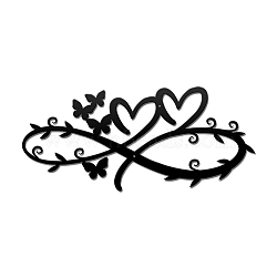 Iron Wall Hanging Decorative, with Screws, Heart, Metal Wall Art Ornament for Home, Electrophoresis Black, 132x294mm(HJEW-WH0020-034)