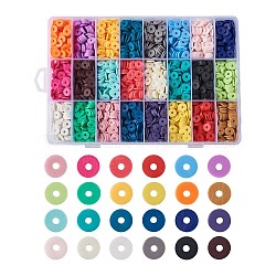 Handmade Polymer Clay Beads, Disc/Flat Round, Heishi Beads, Mixed Color, 8x0.5~1mm, Hole: 2mm, 24colors, 170pcs/color, 4080pcs/box(CLAY-TA0001-04)