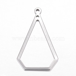304 Stainless Steel Open Pendants, Teardrop, Stainless Steel Color, 39x23x1mm, Hole: 1.8mm(X-STAS-P051-13)